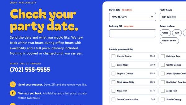Detail from the demo: a date request with the units listed
